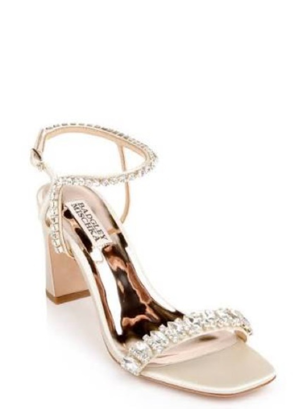 NWT - Badgley Mischka Marilee Gold Embellished Block Heel Sandal